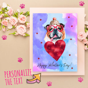 Blauwe Engelse Bulldog Valentijnsdag Cadeau Hond Feestdagenkaart