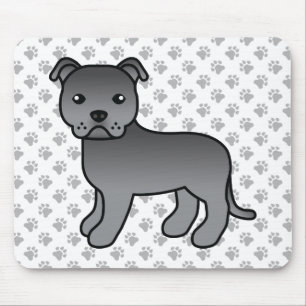 Blauwe Engelse Staffie Schattige Cartoon Hond & Po Muismat