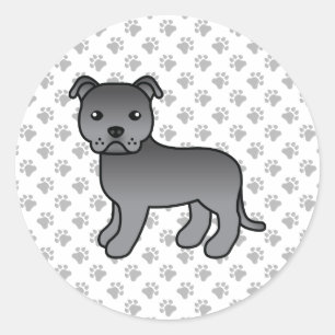 Blauwe Engelse Staffordshire Bull Terrier Hond Ronde Sticker