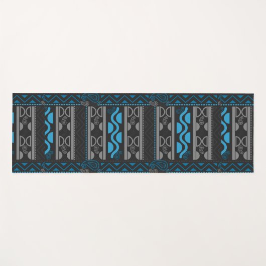 blauwe etnische aztec yogamat (Voorkant (horizontaal))