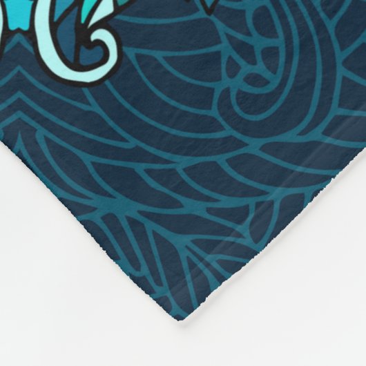 Blauwe etnische mandala. Rasterkopie Fleece Deken (Hoek)