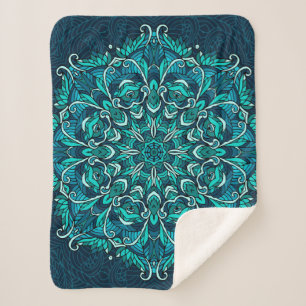 Blauwe etnische mandala. Rasterkopie Sherpa Deken