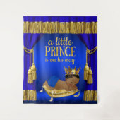 Blauwe Etnische Prins Baby Shower Achtergrond Wandkleed (Voorkant)