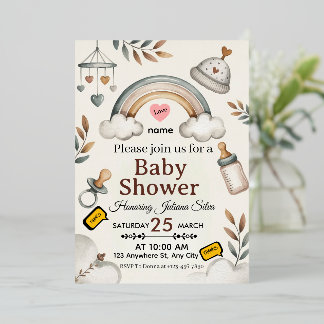"Blauwe Eucalyptus Baby Shower Uitnodigingskaart A Folie Uitnodiging