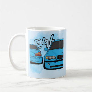 Blauwe Europese Sport Sedan Cartoon Auto Enthousia Koffiemok