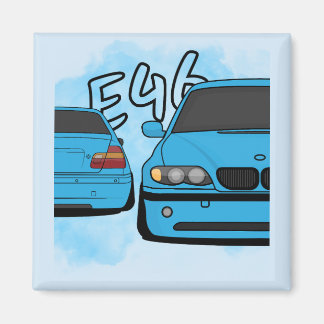 Blauwe Europese sportieve sedan cartoon auto-entho Magneet