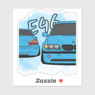 Blauwe Europese sportieve sedan cartoon auto-entho Sticker