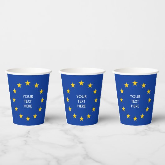 Blauwe Europese vlag - aangepaste papierbekertjes Papieren Bekers (Multi)