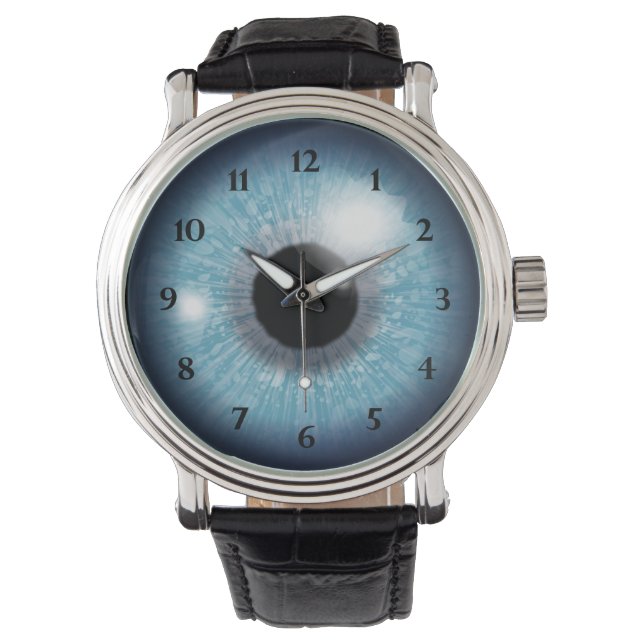 Blauwe eyeball horloge (Voorkant)