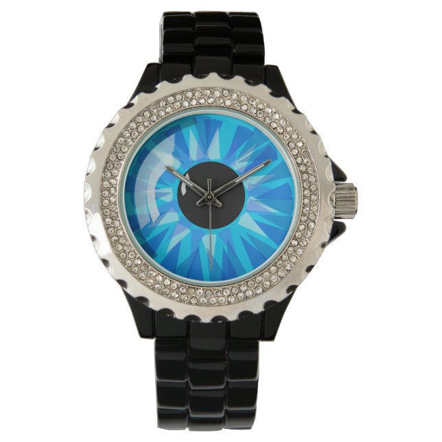 Blauwe eyeball horloge (Voorkant)