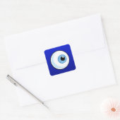 Blauwe eyeball vierkante sticker (Envelop)