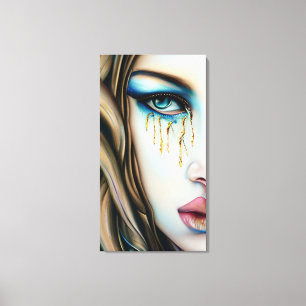Blauwe Eyed Godin met Gouden Tranen Canvas Afdruk