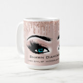 Blauwe Eyelashes Roos Glitter Drives Makeup Bride Koffiemok (Voorkant links)