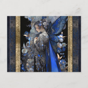 Blauwe Fairy Vrouw Fantasy Kunst Briefkaart