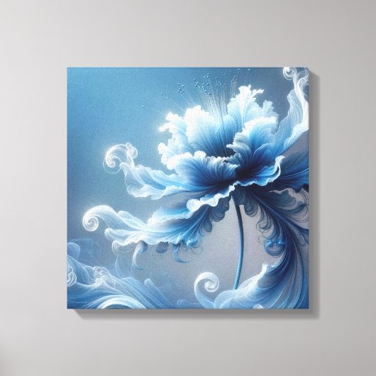 Blauwe Fancy Fantasy Flower Canvas Afdruk (Voorkant)