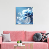 Blauwe Fancy Fantasy Flower Canvas Afdruk (Insitu (Woonkamer))