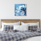 Blauwe Fancy Fantasy Flower Canvas Afdruk (Insitu (Slaapkamer))