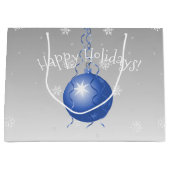 Blauwe Fancy kerstsiertas Groot Cadeauzakje (Voorkant)