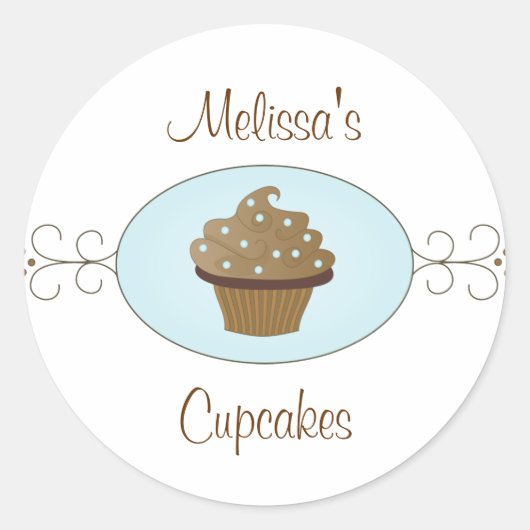 Blauwe Fancy koekjes Ronde Sticker (Voorkant)