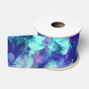 blauwe fantasie waterverven : grosgrain lint