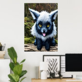 Blauwe fantasievee | AI Art Poster (Thuiskantoor)