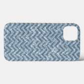 Blauwe Faux Glitter Sparkle Chevron Case-Mate iPhone Case (Achterkant (horizontaal))