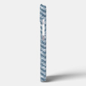 Blauwe Faux Glitter Sparkle Chevron Case-Mate iPhone Case (Achterkant / Links)