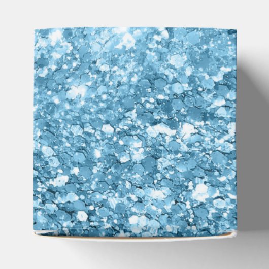 Blauwe faux glitter sprankelende glanzende paillet bedankdoosjes (Bovenkant)