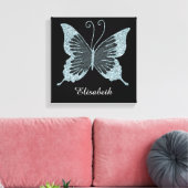 Blauwe Faux Glitter Vlinder Gepersonaliseerd Canvas Afdruk (Insitu (Woonkamer))