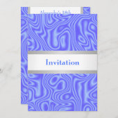 Blauwe Faux Zijde Wit Zilver 18e Verjaardagsfeest Kaart (Voorkant / Achterkant)