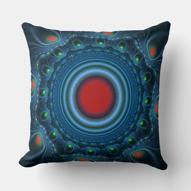 Blauwe fee fractal  patroon kussen (Voorkant)