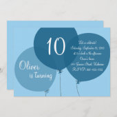 Blauwe feestballon kaart (Voorkant / Achterkant)