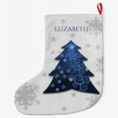 Blauwe feestelijke kerstboom stoppen grote kerstsok (Achterkant)