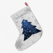 Blauwe feestelijke kerstboom stoppen grote kerstsok (Achterkant (Hangend))
