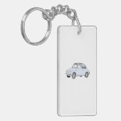 Blauwe Fiat 500 Topolino potlood Acryltekening Sleutelhanger (Voorkant Links)