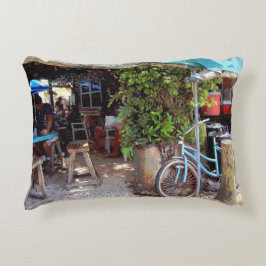 Blauwe fiets accent kussen