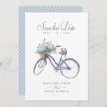 Blauwe Fiets Bohemian Bloemen Waterverf Bruiloft