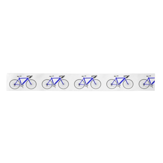 Blauwe fiets op wit lint (Voorkant)