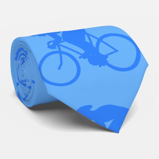 Blauwe fiets patroon. stropdas (Opgerold)