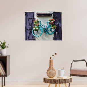 Blauwe fiets poster