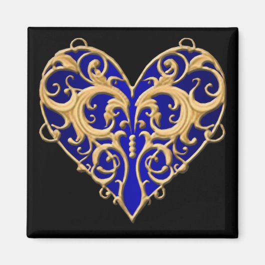 Blauwe filigraan hartmagneet magneet (Voorkant)