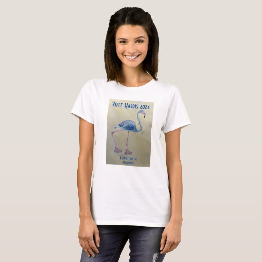 Blauwe Flamingo met Pearls T-shirt Stem Harris 202 (Voorkant volledig)