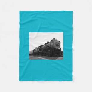 Blauwe fleece deken stoomlocomotief