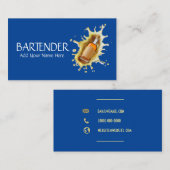 Blauwe flesfles met schouderwand Mixoloog Visitekaartje (Voorkant / Achterkant)