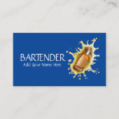 Blauwe flesfles met schouderwand Mixoloog Visitekaartje (Voorkant)