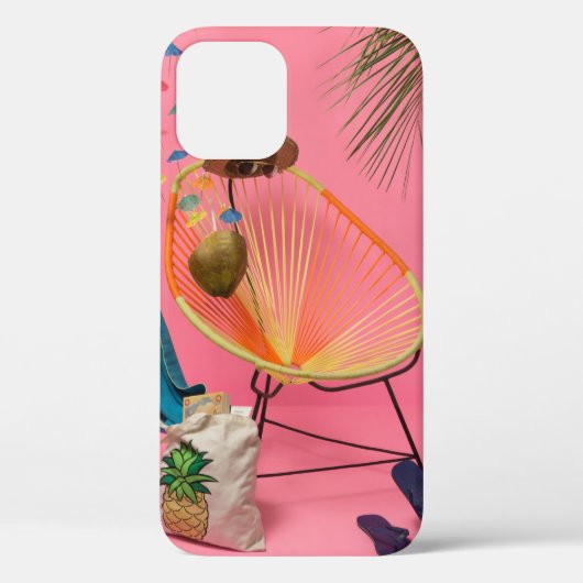 Blauwe flip-flop naast de stoel Case-Mate iPhone case (Achterkant)