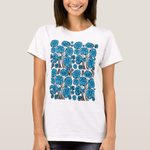 Blauwe flora t-shirt