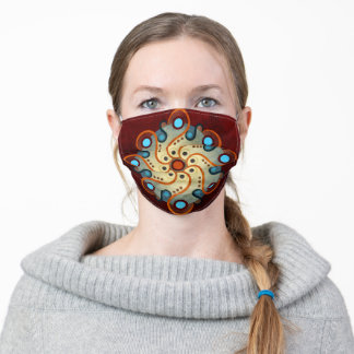 Blauwe Floral Abstracte Vector Art Stoffen Mondmasker