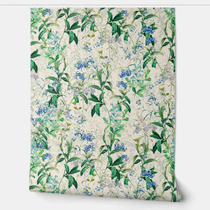 Blauwe Floral Behang