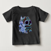 Blauwe Floral Black Sugar Skull Day of the Dead (Voorkant)